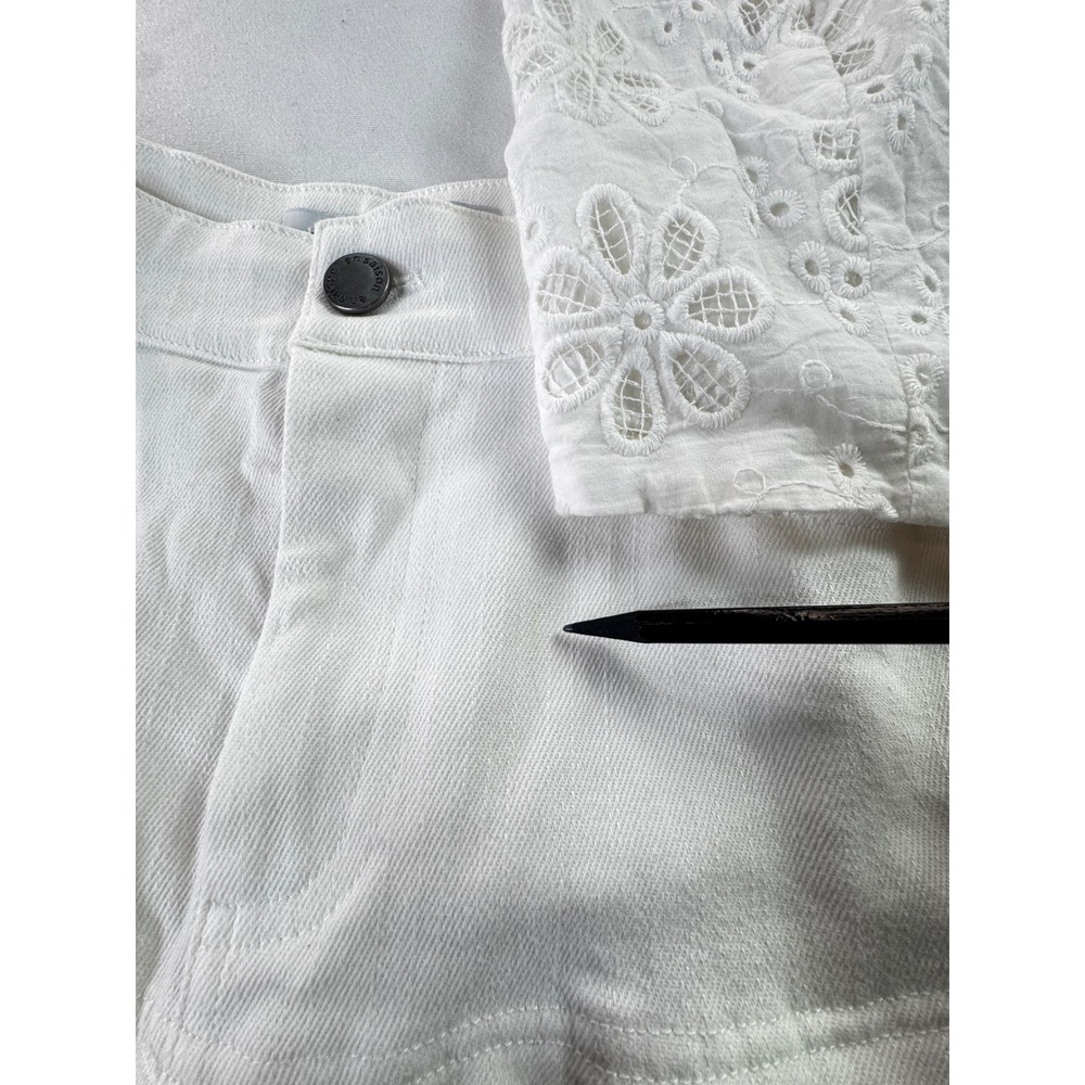 En Saison White Eyelet Two Piece Set Crop Top Maxi Skirt Cotton medium festival - Picture 15 of 16